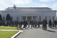 People gather outside the West Wing of the White House in Washington, Thursday, Nov. 10, 2016. (AP Photo)
