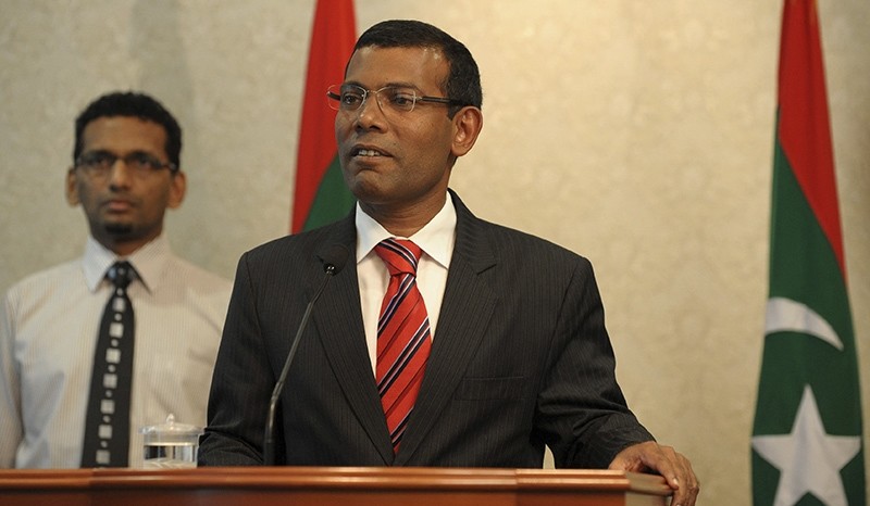 Maldives President Mohamed Nasheed announces his resignation in Male February 7, 2012 (Reuters Photo)