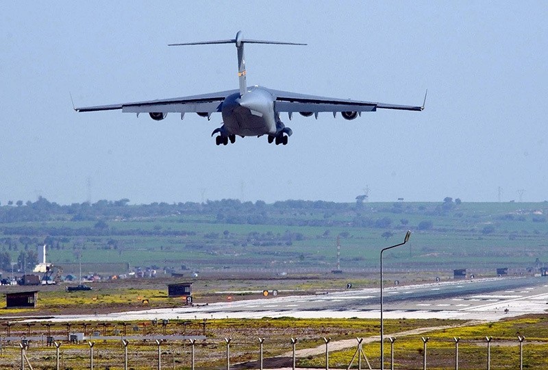 A file picture dated 11 March 2003 shows US military plane landing at Incirlik airbase, near the southern Turkish city of Adana. (EPA)