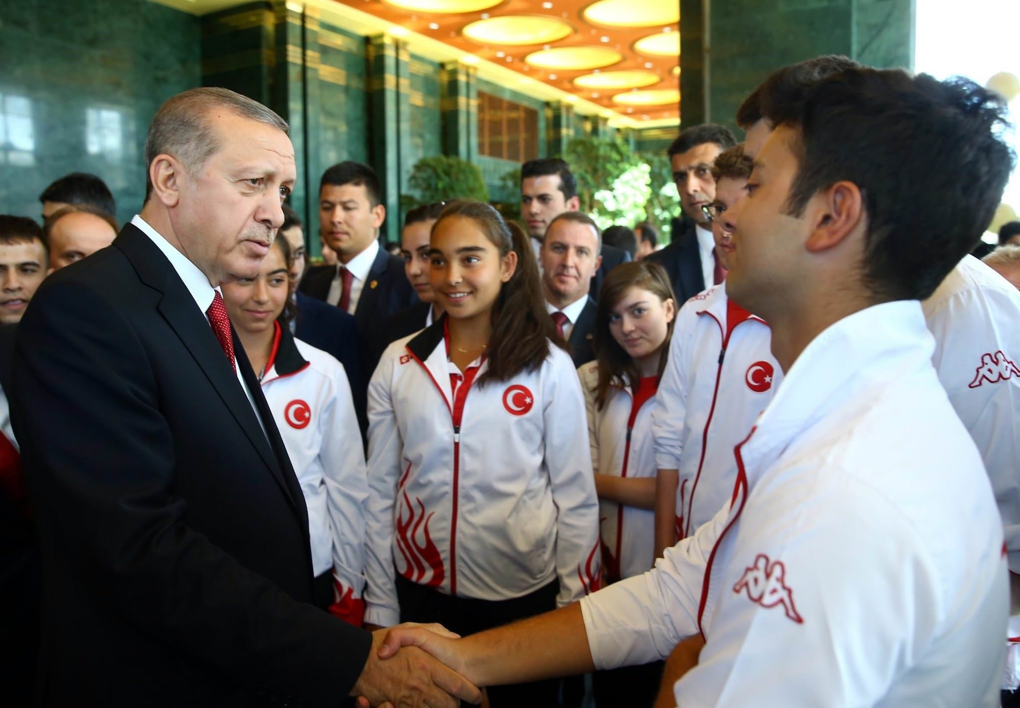 President Recep Tayyip Erdou011fan hosted young students and athletes at a reception.