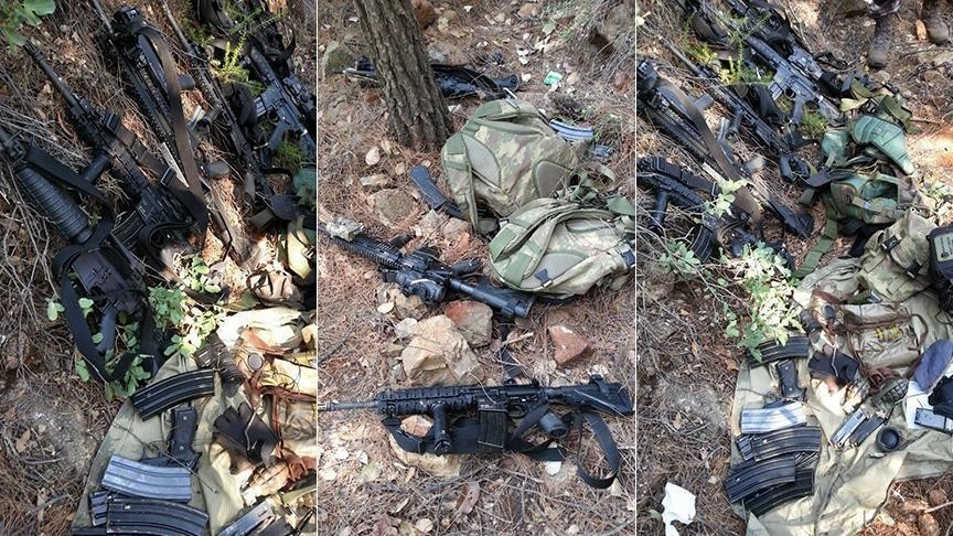 12 assault rifles, six cartridge clips and three grenades, were found in a forested area near the Grand Yazici Marmaris Hotel outside Marmaris, where the president had been staying on the night of July 15. (AA Photo)