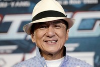 Actor Jackie Chan poses for the cameras at the announcement of the beginning of production for the science fiction action film 'Bleeding Steel'. (REUTERS Photo)