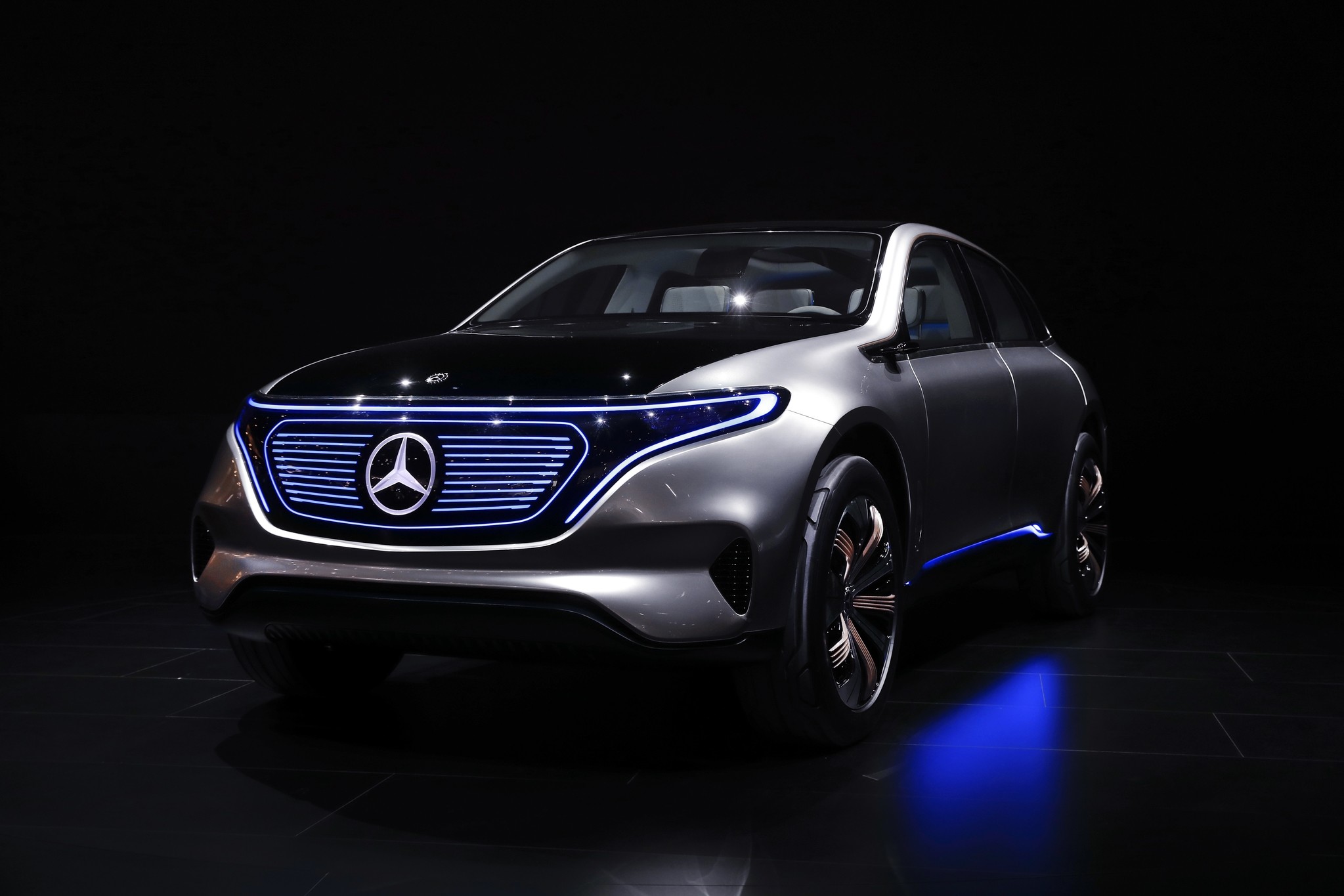 The Mercedes-Benz Concept EQ is on display at the North American International Auto Show in Detroit, Monday, Jan. 9, 2017. (AP Photo)