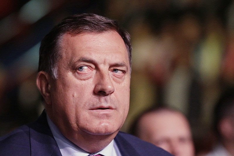Bosnian Serb Milorad Dodik, President of the Bosnian Serb region of Republic of Srpska, attends a pre election rally (AP Photo)