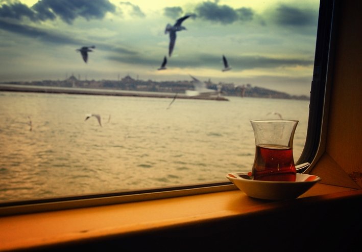 Essentials of Bosphorus tour: Turkish tea, simit on board ferry
