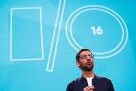 Google CEO Sundar Pichai delivers his keynote address during the Google I/O 2016 developers conference in Mountain View, California. (Reuters Photo)