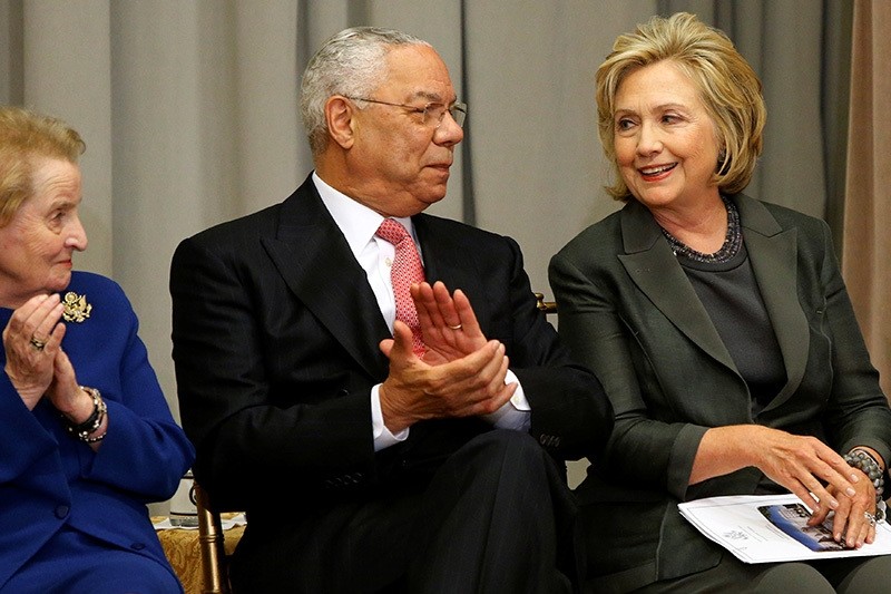 Former U.S. Secretaries of State Madeleine Albright (L-R), Colin Powell and Hillary Clinton listen to remarks at a groundbreaking ceremony for the U.S. Diplomacy Center at the State Department in Washington September 3, 2014. (Reuters Photo)