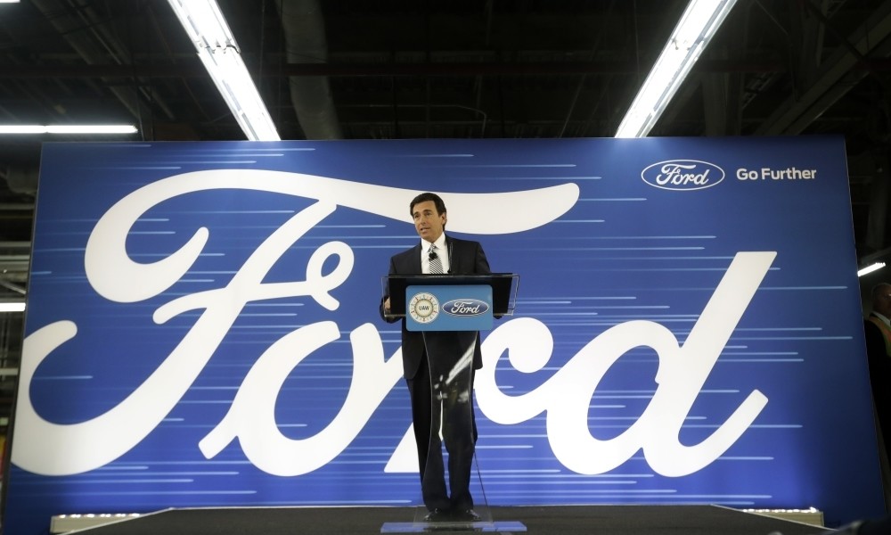 Ford President and CEO Mark Fields addresses the  Flat Rock Assembly in Flat Rock, Michigan.
