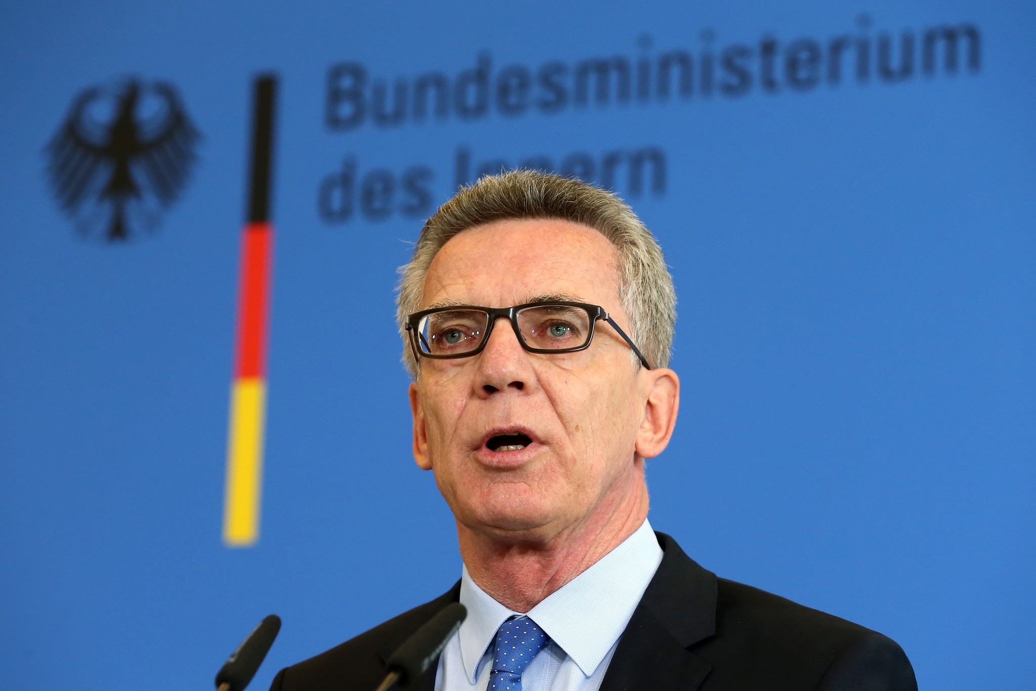 German Interior Minister Thomas de Maiziere, presents measures for increased security, in Berlin, Germany, Tursday, Aug. 11, 2016. (AP Photo)