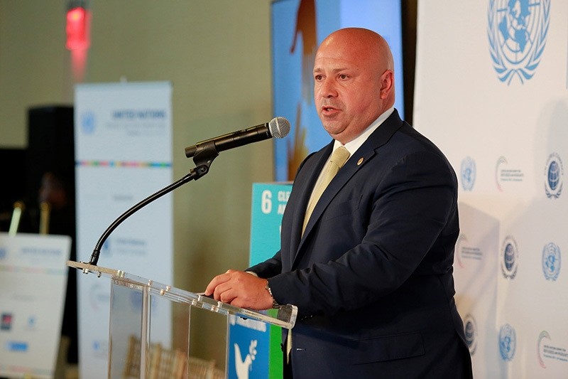 Turkcell CEO Kaan Terziou011flu gave information regarding the app at the UN Private Sector Forum in New York on Sept. 20, 2016. (AA Photo)