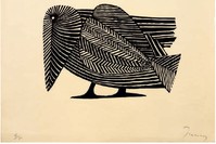 u201cThe Ravenu201d (1952) Woodcut, 28 x 36 cm.