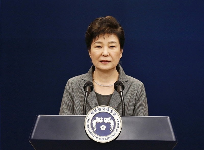 Park Geun-hye makes a live televised address in Seoul, South Korea on 29 November 2016. (AP Photo)