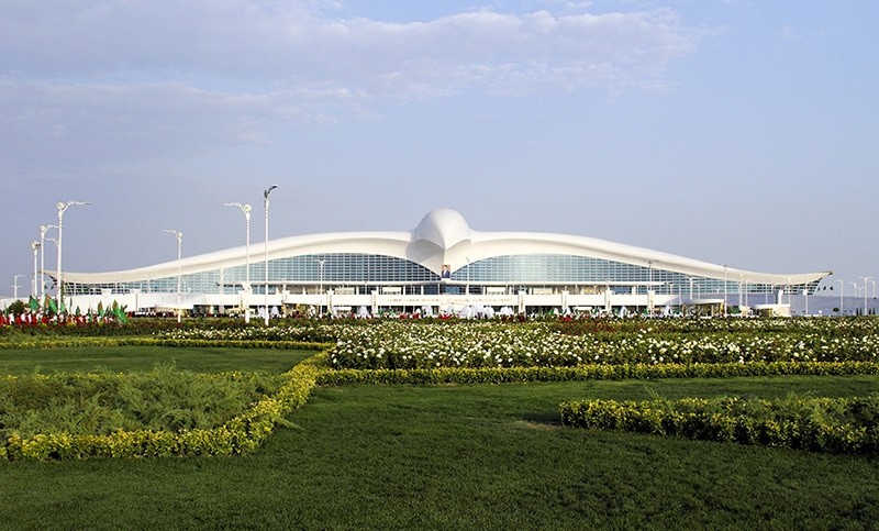 A view of the new international airport terminal outside Ashgabat, Turkmenistan, Saturday, Sept. 17, 2016. (AP Photo)