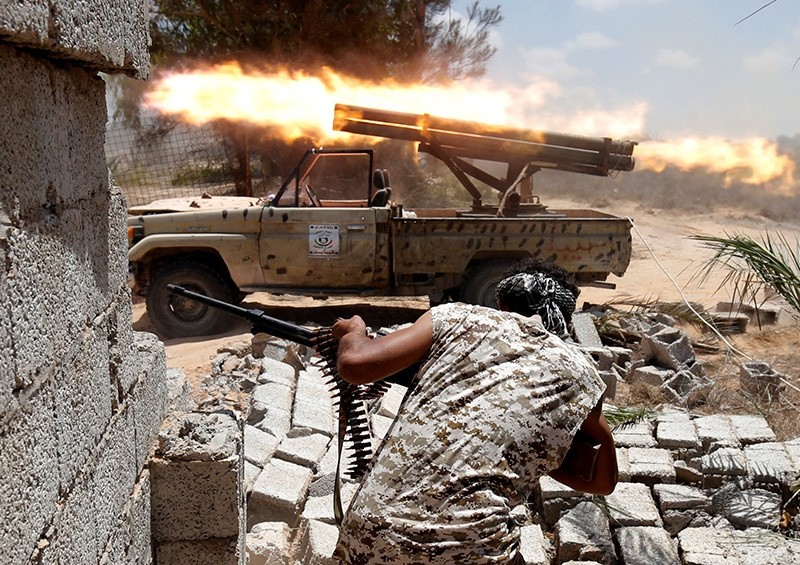 Libyan forces allied with the U.N.-backed government fire weapons during a battle with Daesh fighters in Sirte, Libya, July 21, 2016. (Reuters Photo)