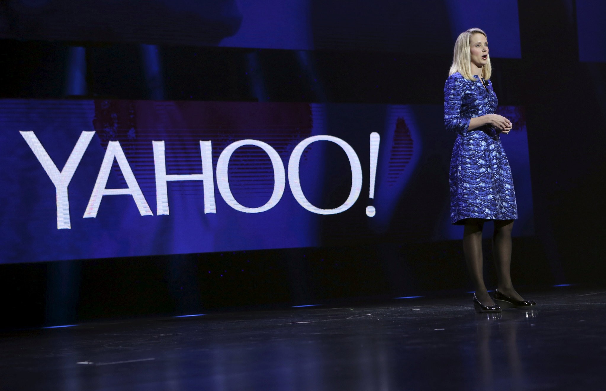 Yahoo CEO Marissa Mayer delivers her keynote address at the annual Consumer Electronics Show (CES) in Las Vegas, Nevada in 2014.