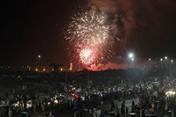 Pakistan people gather to watch a firework display during Pakistan Independence Day celebrations in Islamabad, Pakistan, Sunday, Aug. 14, 2106. (AP Photo)