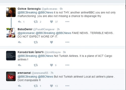 Turkish officials, social media users condemn media outlets for false report on plane crash