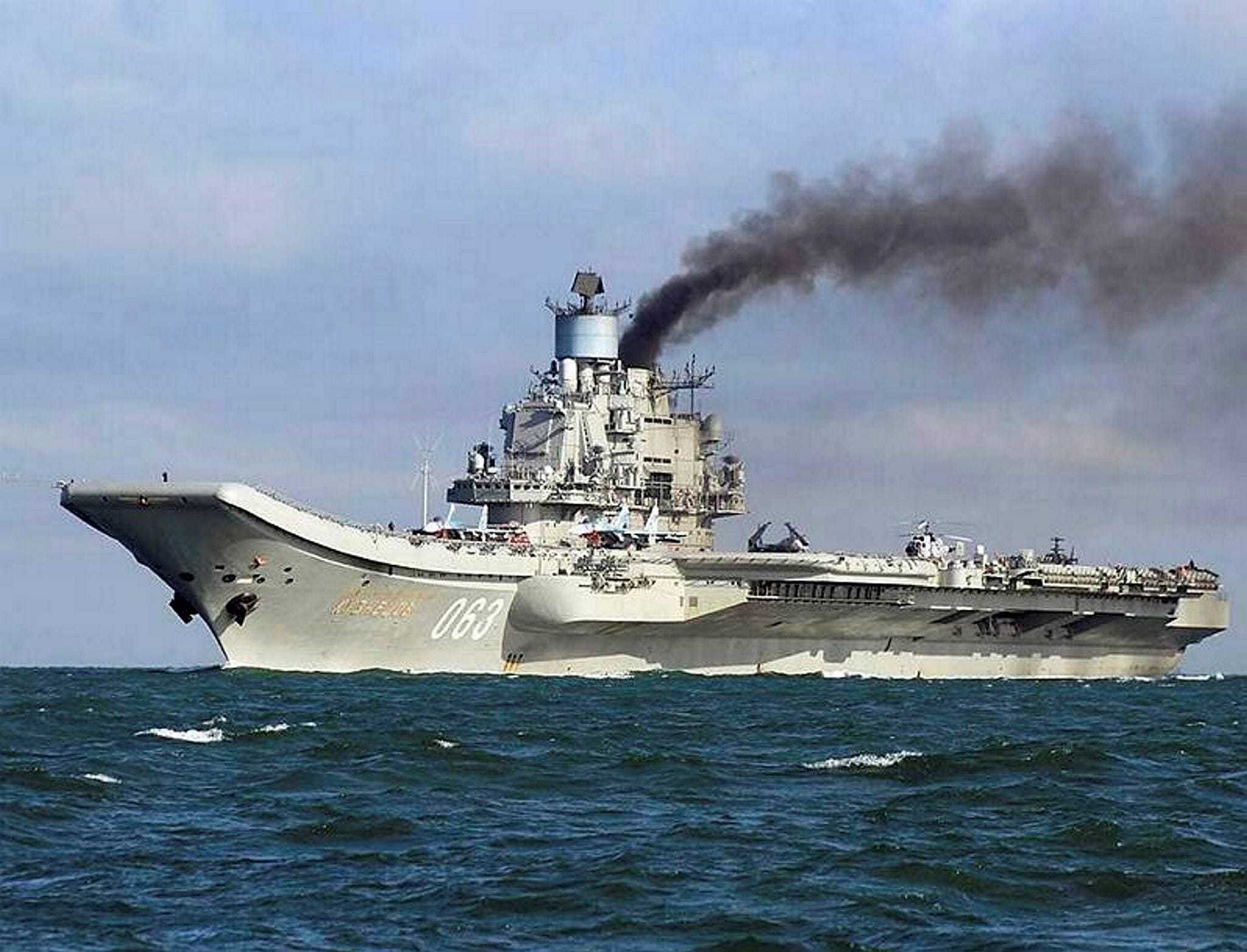 Russian aircraft carrier Admiral Kuznetsov in the English Channel on Oct. 21.