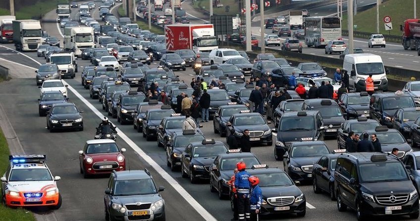 Belçikada Uber protestosu