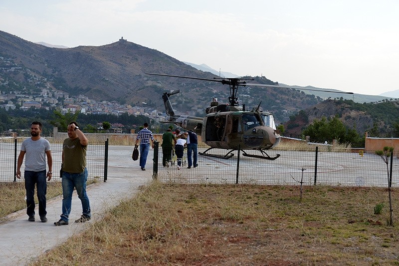Wounded police officers in Nazu0131miye district were transferred to hospital in Elazu0131u011f province with helicopters in the morning. (AA Photo)