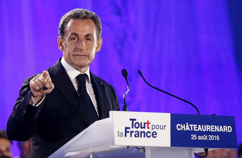 Former French President Nicolas Sarkozy of 'Les Republicains' party speaks during his first political campaign rally in Chateaurenard, France, 25 August 2016 (EPA Photo)