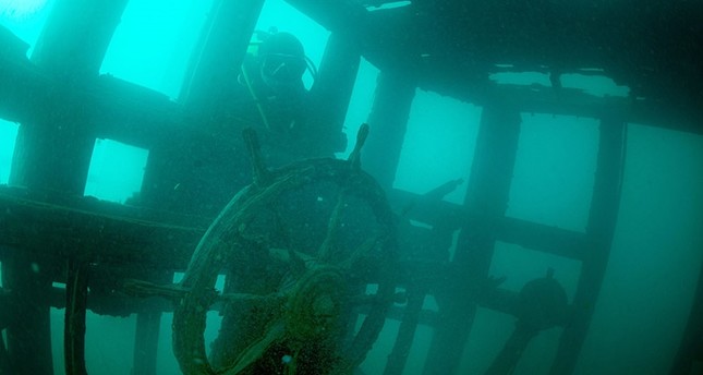 Shipwreck of a military cargo vessel made by the Russians in 1915 in Lake Van,