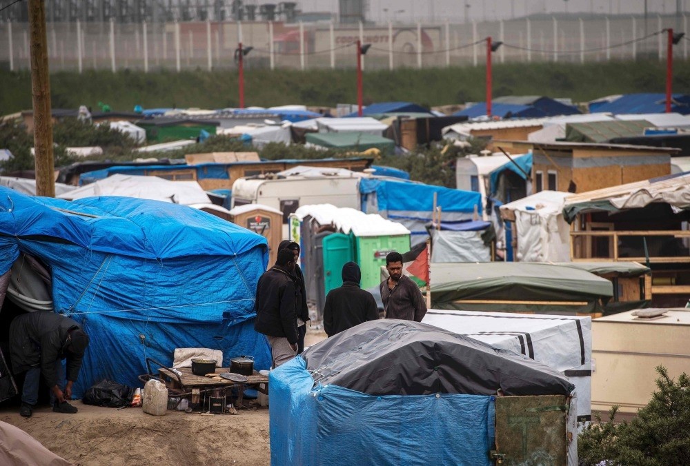 The refugee camp in the northern French town of Calais, where refugees are living in self-made tents.
