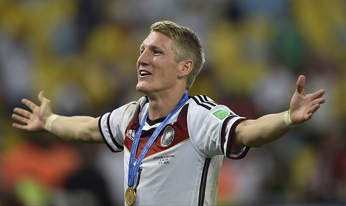 In this July 13, 2014 file photo Germany's Bastian Schweinsteiger celebrates after the World Cup final soccer match between Germany and Argentina at the Maracana Stadium in Rio de Janeiro, Brazil. (AP Photo)