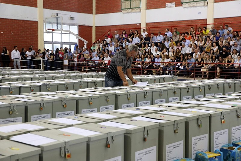  Ballot boxes are lined up at a sports hall in Nicosia, Cyprus. (EPA photo)