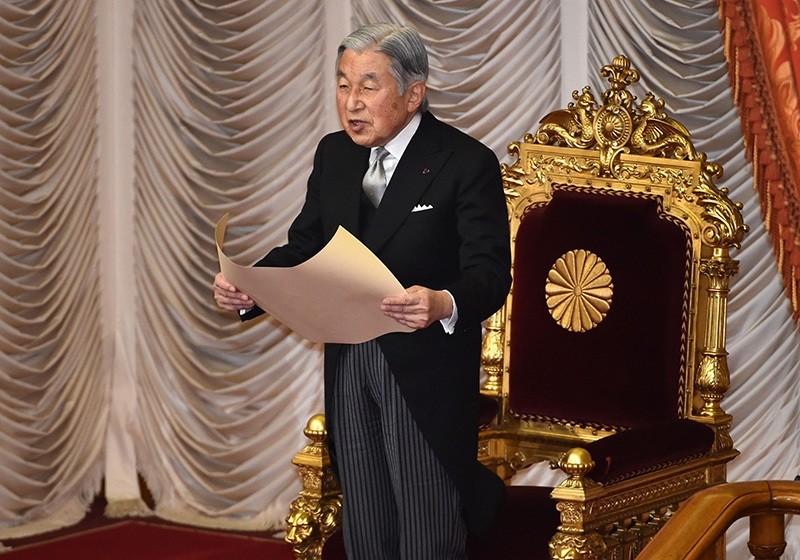 This file picture taken on January 4, 2016 shows Japanese Emperor Akihito delivering a speech during the opening ceremony of a 150-day ordinary Diet session in Tokyo. (AFP Photo)