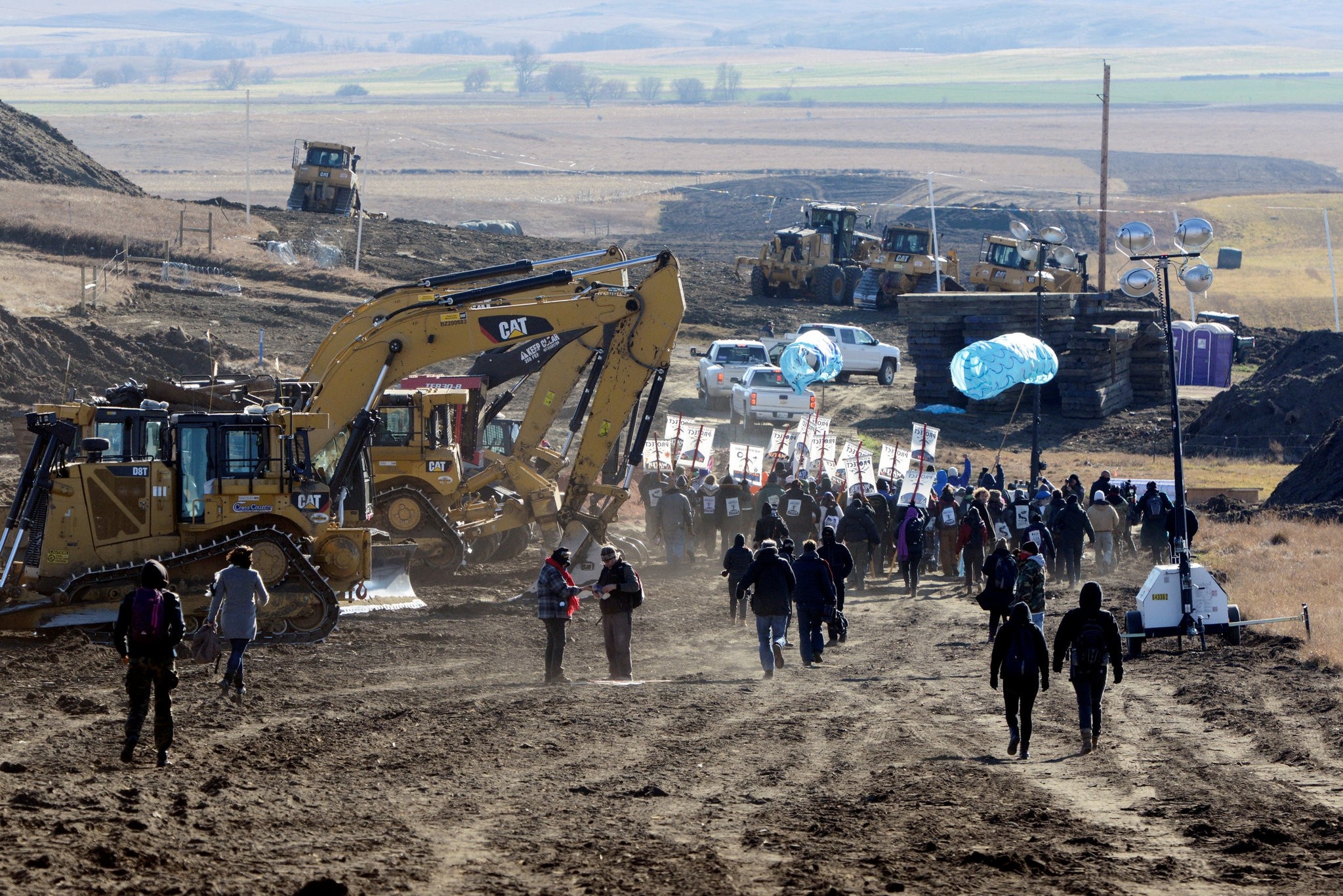  Protesters march along the pipeline route during a protest against the Dakota Access pipeline near the Standing Rock Indian Reservation. (REUTERS Photo)