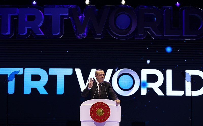 President Erdou011fan spaks at the TRT World Gala held in Ankara on Nov. 15, 2016. (AA Photo)