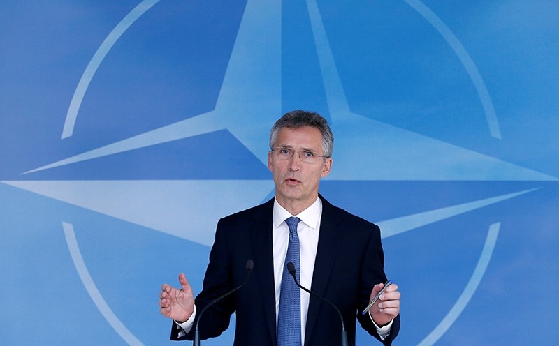NATO Secretary-General Jens Stoltenberg briefs the media during a NATO defence ministers meeting at the Alliance headquarters in Brussels (Reuters Photo)