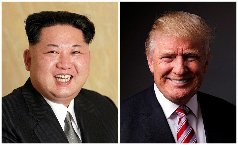 A combination photo shows a KCNA handout of North Koreau2019s Kim Jong Un released on May 10, 2016, and Republican candidate Donald Trump posing for a photo after an interview in New York City, U.S., May 17, 2016. (Reuters Photo)