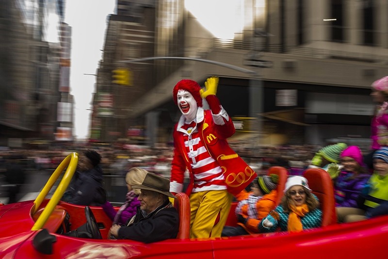 In this Thursday, Nov. 26, 2015, file photo, Ronald McDonald waves to the crowd during the Macy's Thanksgiving Day Parade, in New York (AP Photo)
