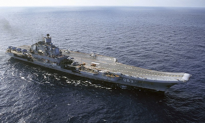 In this 2004 file photo the Admiral Kuznetsov carrier sails in the Barents Sea, Russia. (AP Photo)