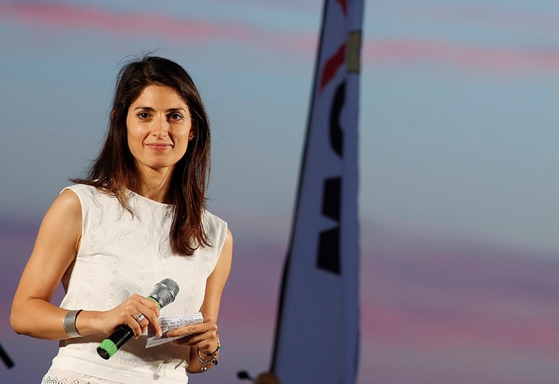 Virginia Raggi, 5-Star Movement candidate for Rome's mayor, stands on stage during a rally in Ostia, near Rome, Italy June 17, 2016. (Reuters Photo)