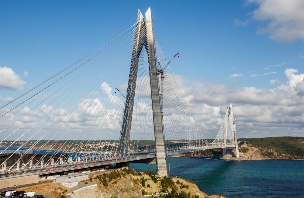 The bridge, opened on Friday, aims to decrease traffic in Istanbul with its eight lanes of highway and two lanes of railway.