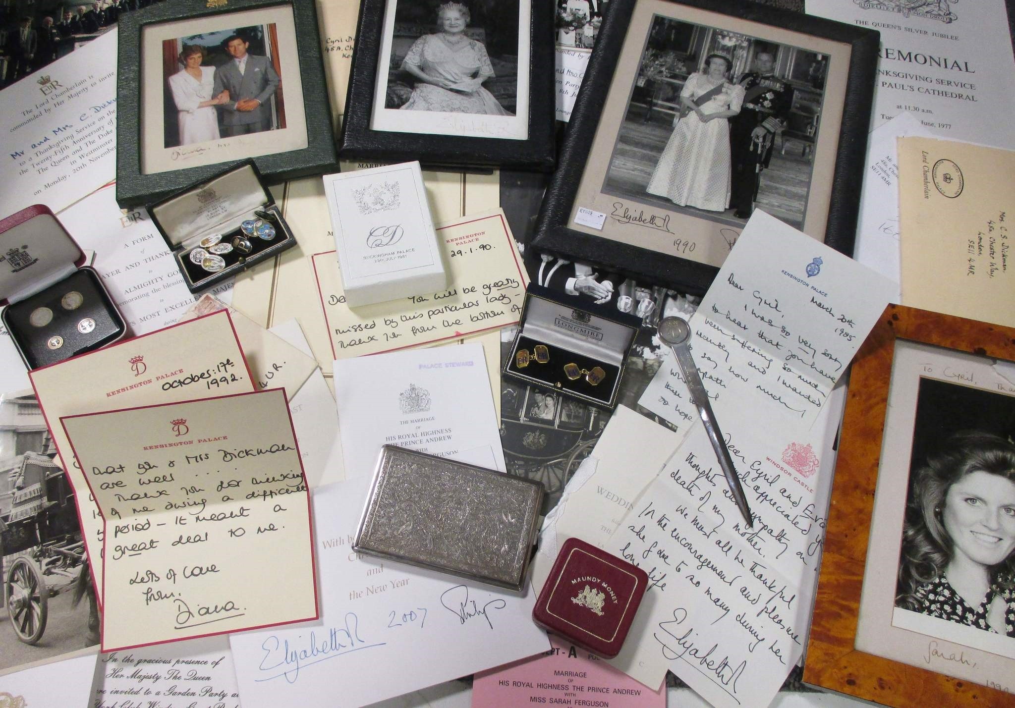 An undated handout picture on January 5, 2017, shows a selection of correspondence and memorabilia sent, and given to, Cyril Dickman. (AFP Photo)
