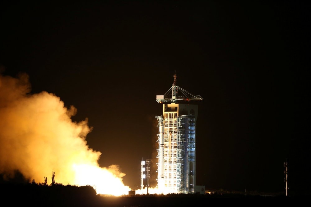World's first quantum satellite is launched in Jiuquan, Gansu Province.
