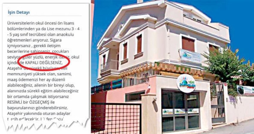 Anaokulunda 28 Şubat zihniyeti! Öğretmen ilanına ayrımcı not!