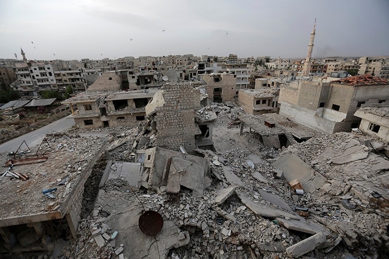 A general view shows damaged buildings in the rebel-controlled area of Maaret al-Numan town in Idlib province, Syria, May 15, 2016 (Reuters Photo)