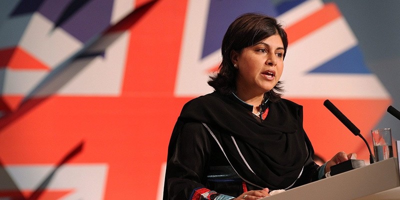 Sayeeda Warsi speaks to delegates at the Conservative Party Conference at the International Convention Centre on October 3, 2010 in Birmingham, England. 