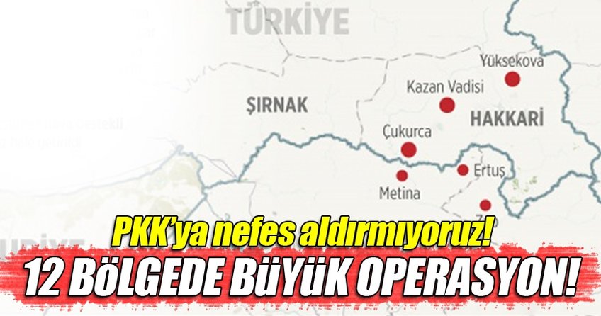 PKK'ya 12 bölgede büyük operasyon