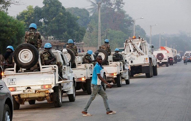 A convoy of the United Nation peacekeepers from Senegal is seen parked along a road in Bouake, Ivory Coast, January 6, 2017. (Reuters Photo)