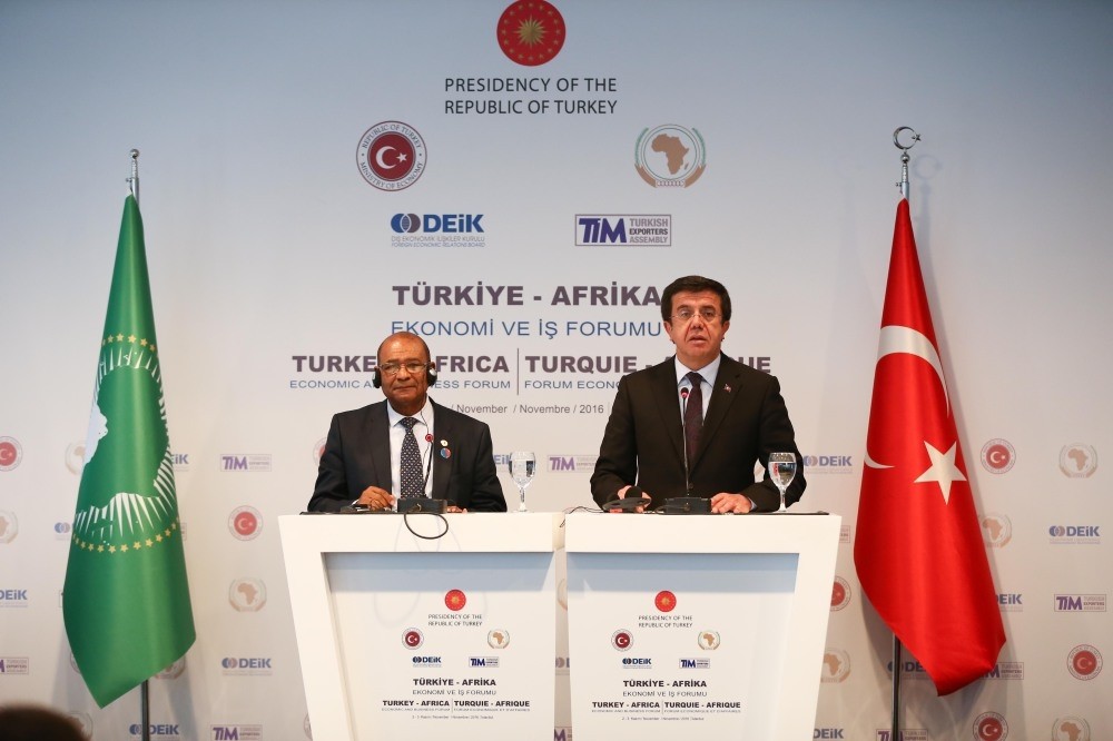 The African Union's Maruping (L) and Economy Minister Zeybekci held a joint press conference yesterday at the Turkey-Africa Economic and Business Forum.