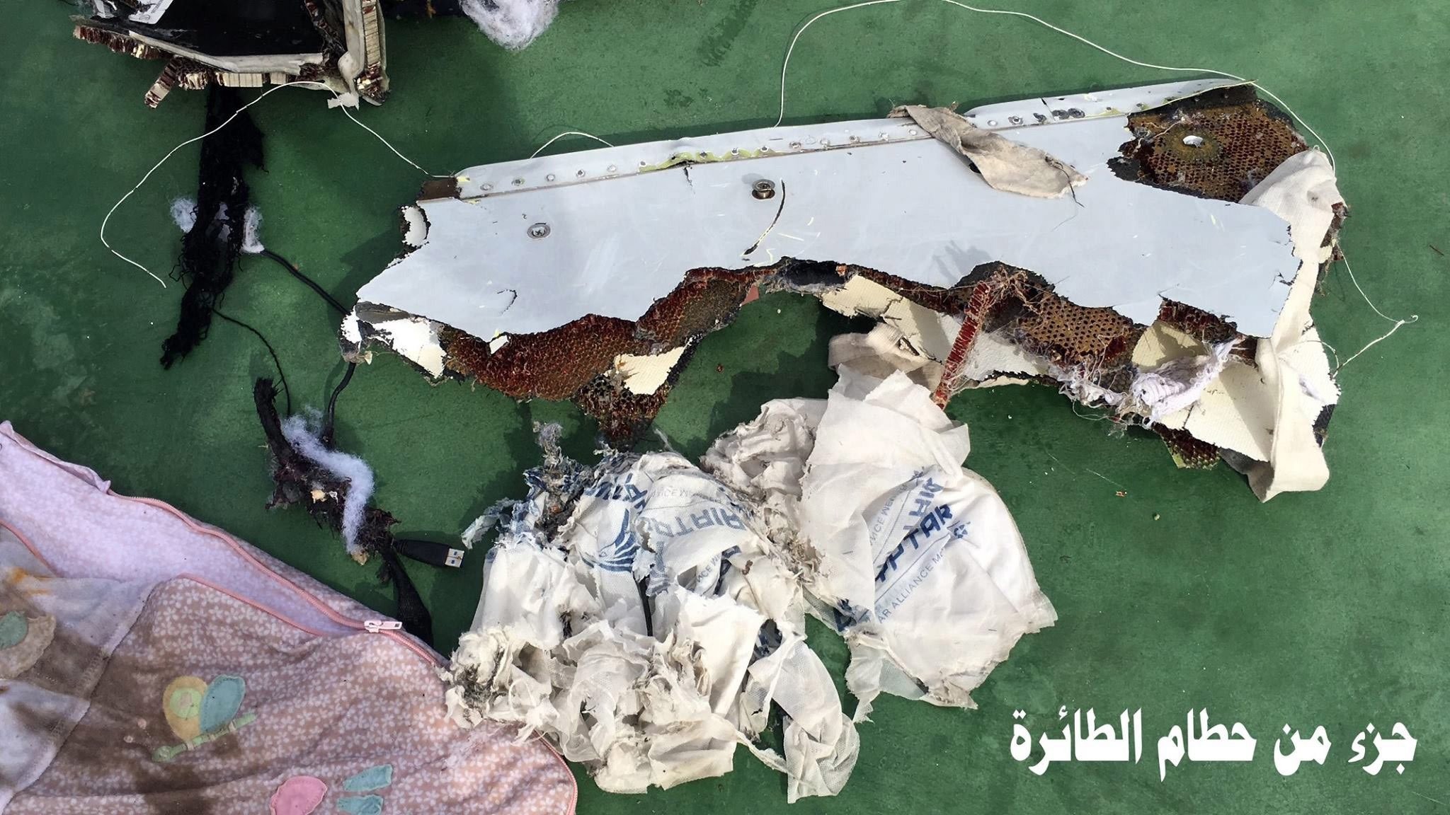 Pieces of a chair from the EgyptAir MS804 flight missing at sea, unspecified location in Egypt.
