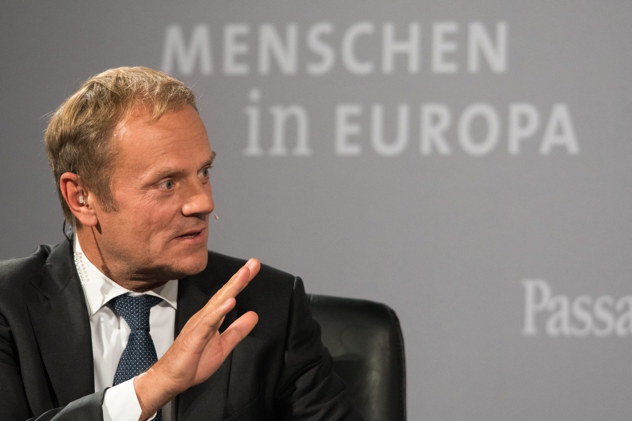 President of EU Council Donald Tusk speaks on October 10, 2016  in Passau during a conference titled People in Europe. (EPA Photo)