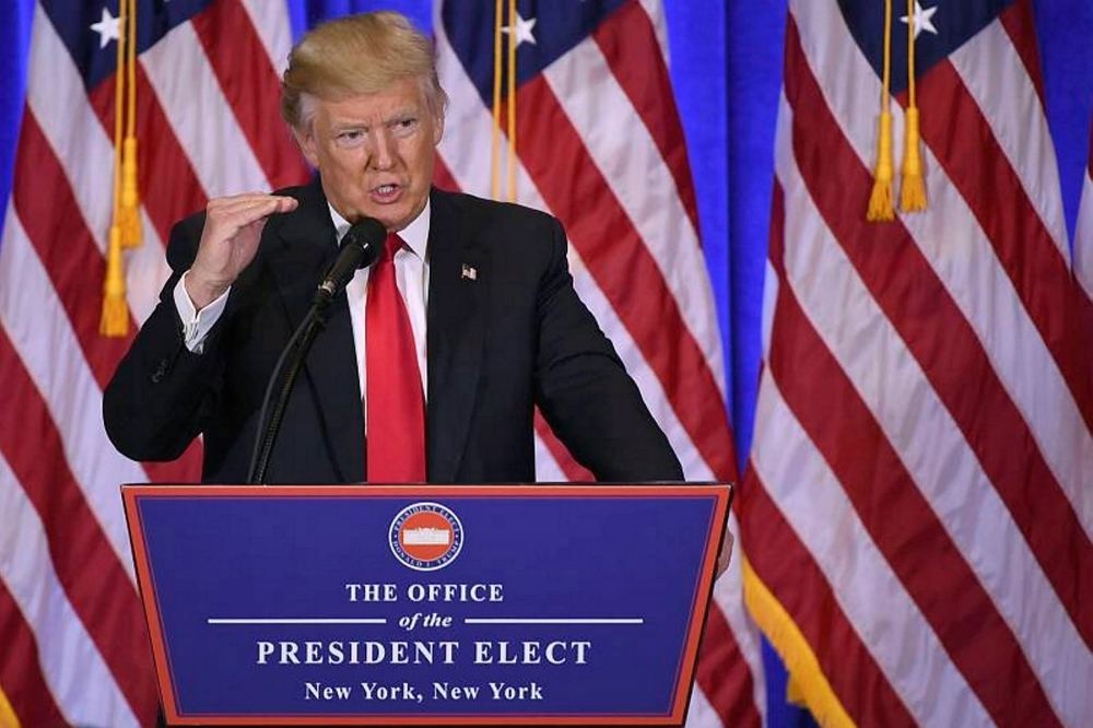 US President-elect Donald Trump answers journalists' questions during a press conference on Jan. 11 in New York.