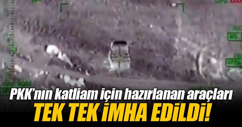 Bomba yüklü araçlar helikopter ile vuruldu